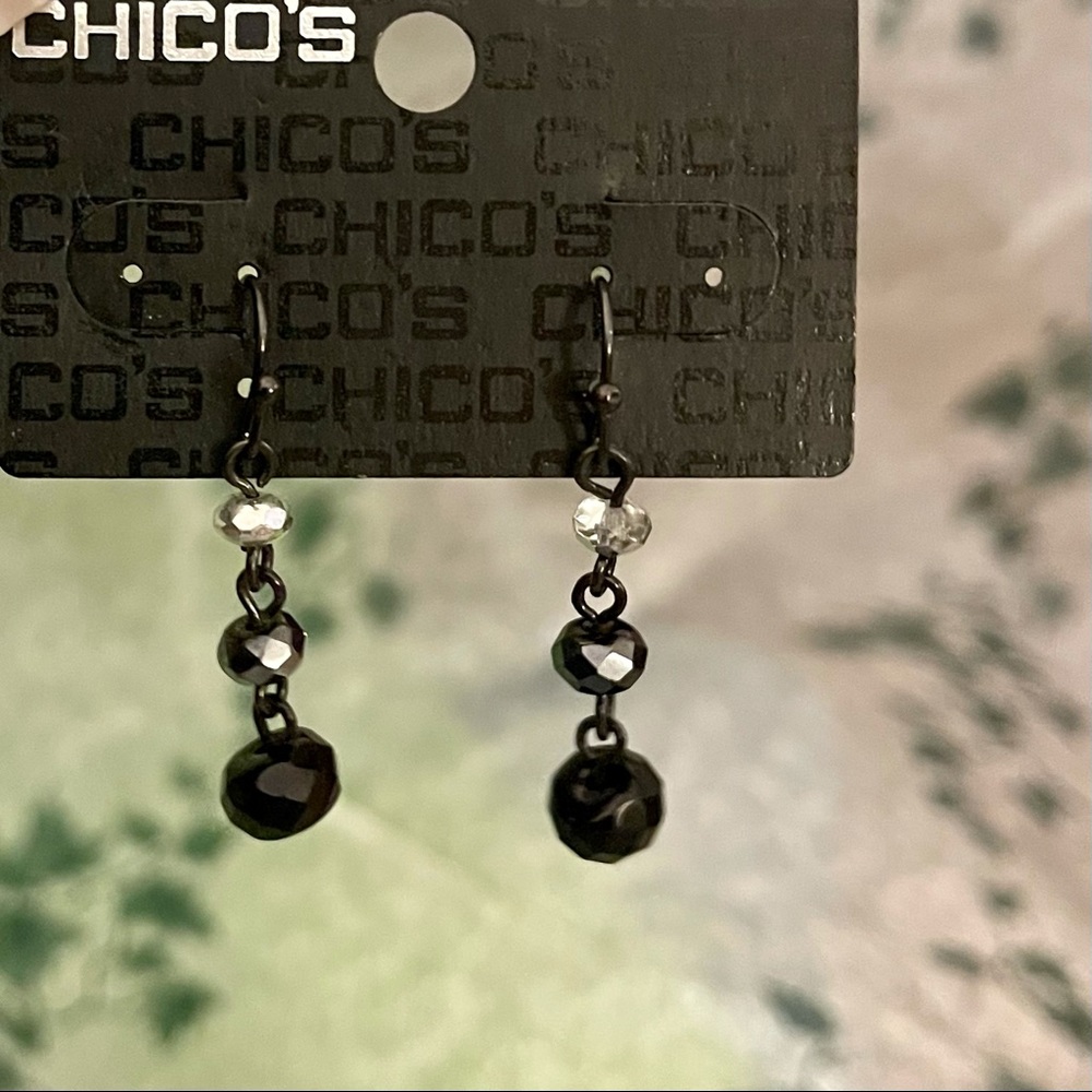 Sparkling Black and Metallic Chico’s Earrings NWT